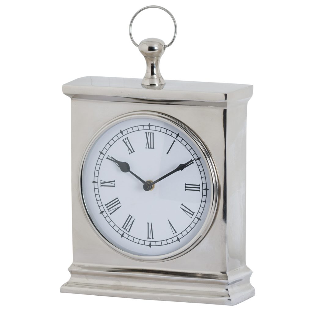 19111 Hand Polished Silver Chrome Mantel Clock