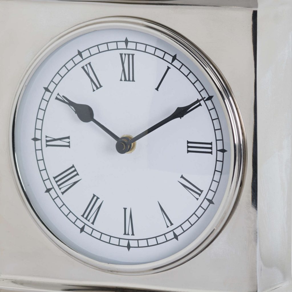 19111-a Hand Polished Silver Chrome Mantel Clock