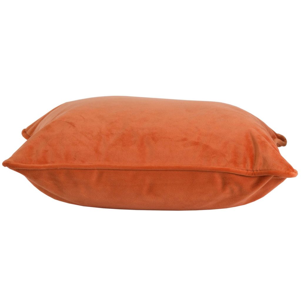 19344-a Orange Velvet Square Cushion with Inner