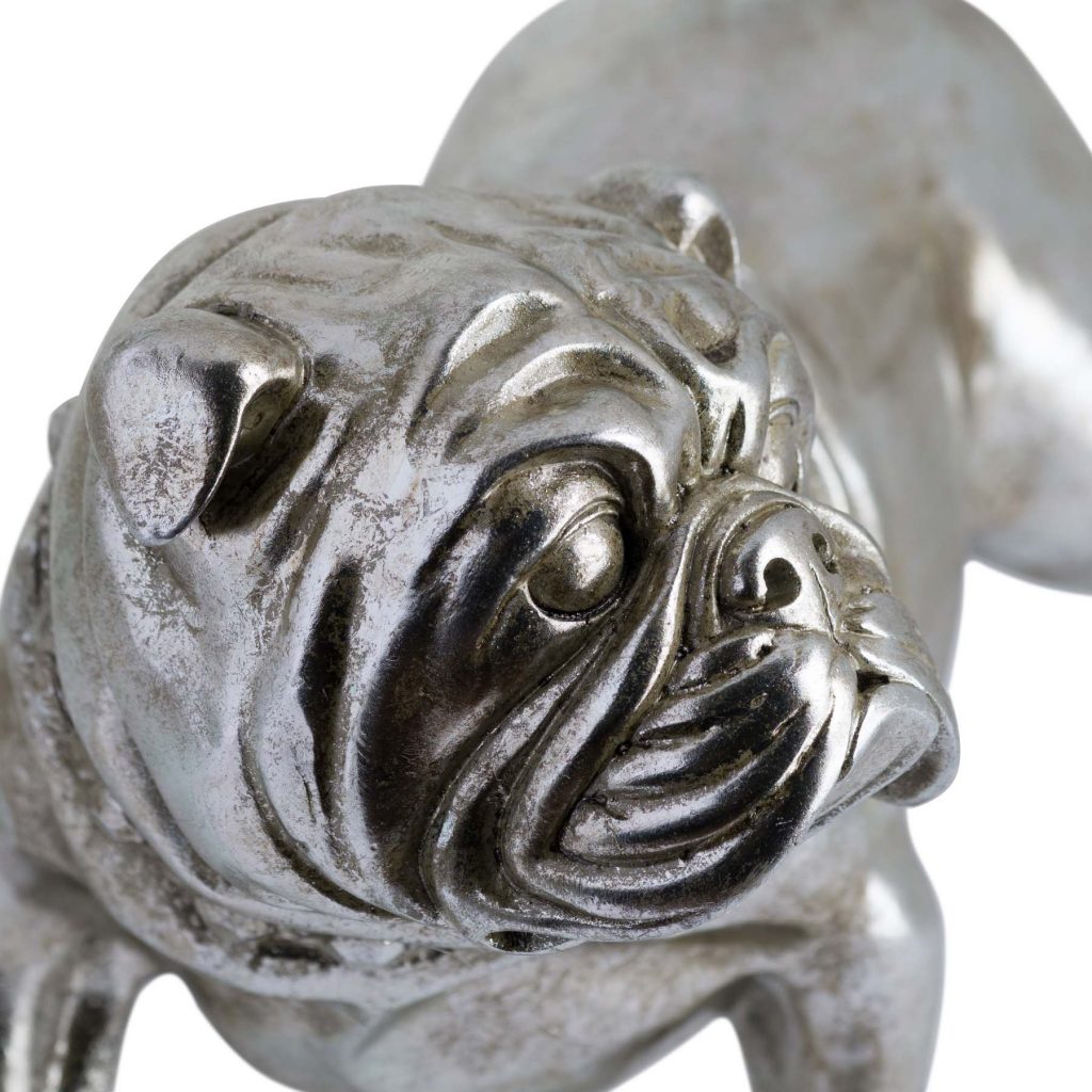 19655-a Antique Silver British Bull Dog Ornament