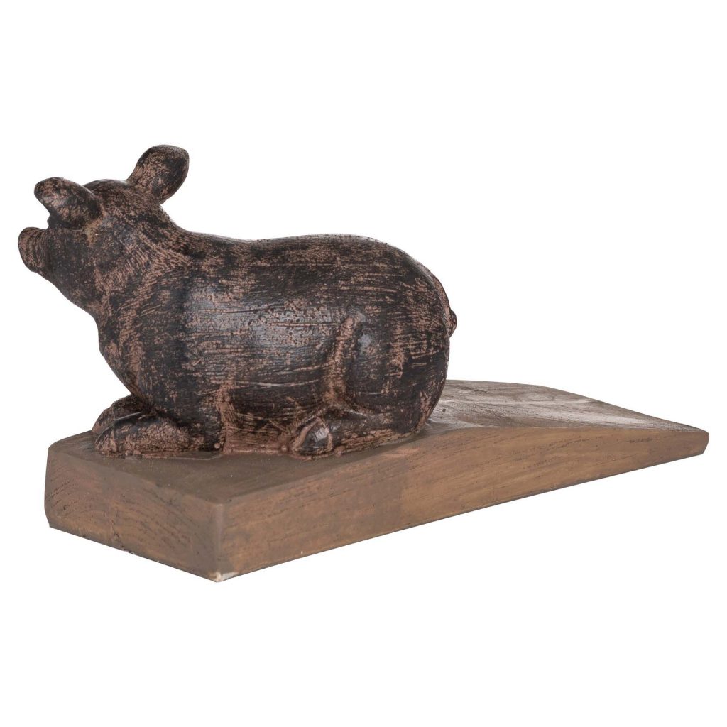 19670-a Country Farm Style Brown Pig Doorstop