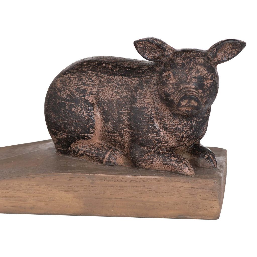 19670-b Country Farm Style Brown Pig Doorstop