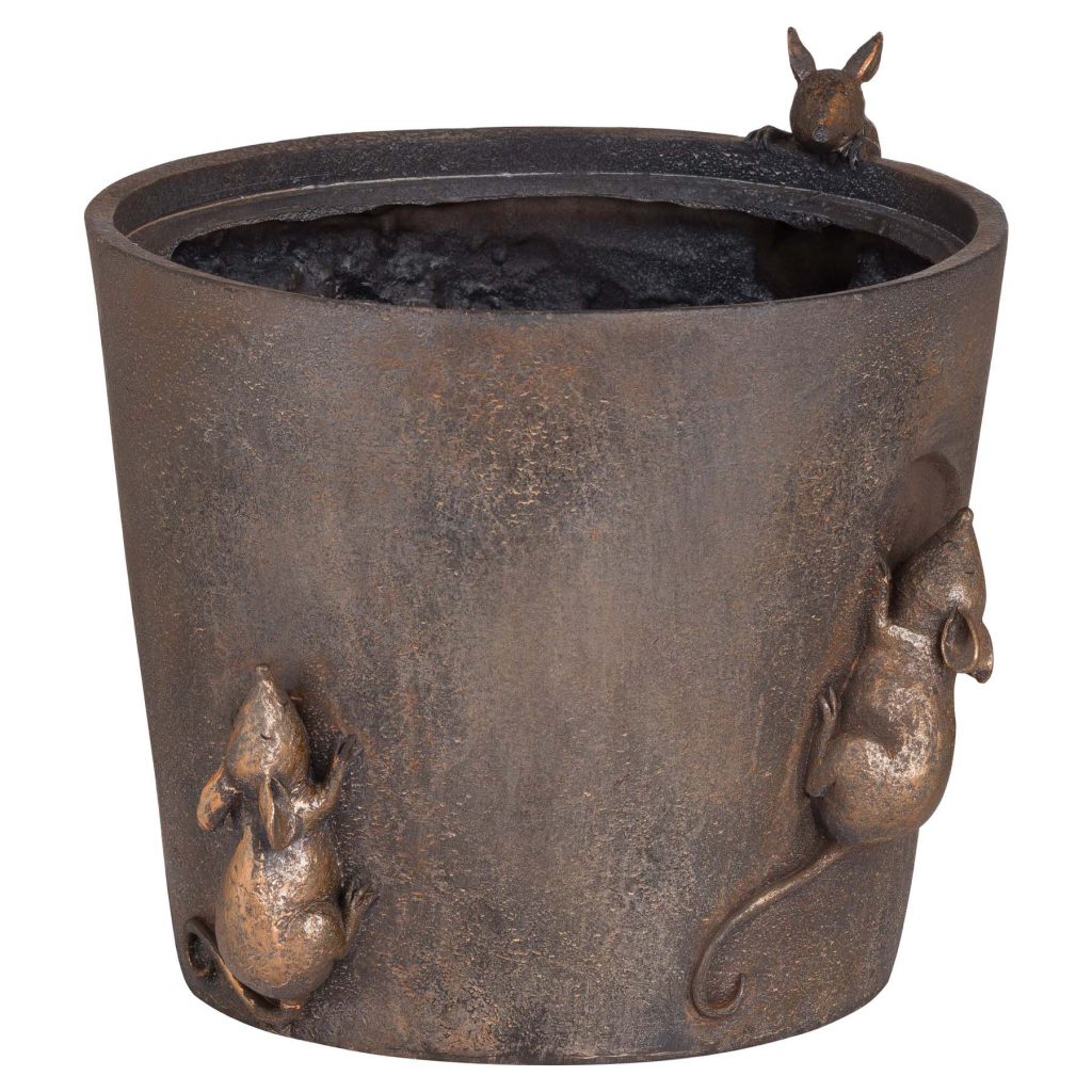 19676 Rustic Brown Mice Planter Plant Pot