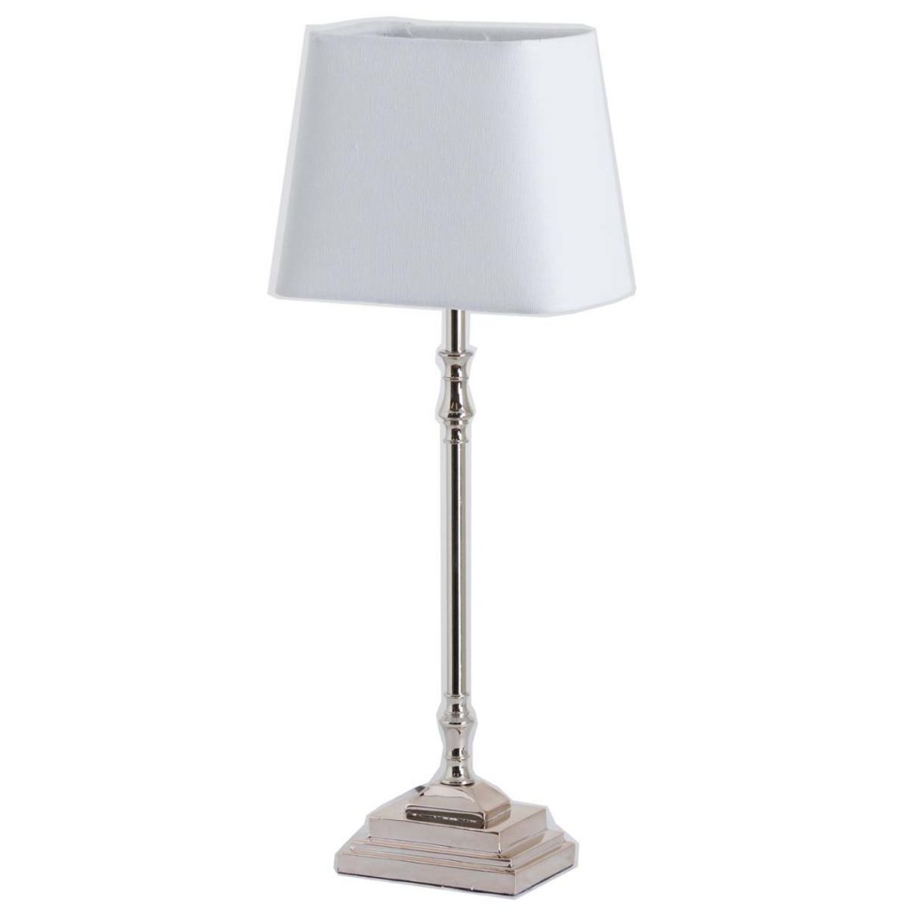 19683 Linen White Shade Silver Table Lamp