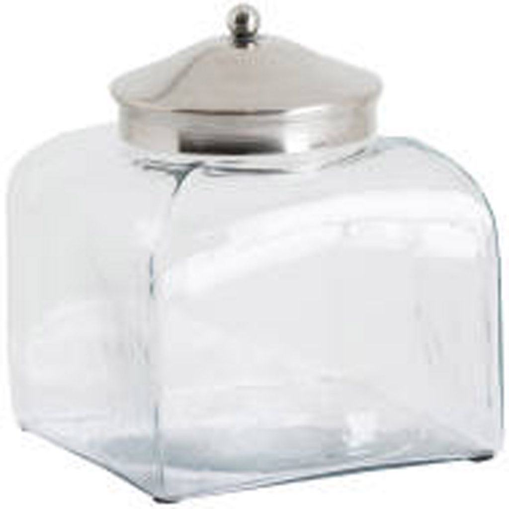 19803 Square Hammered Glass Storage Jar