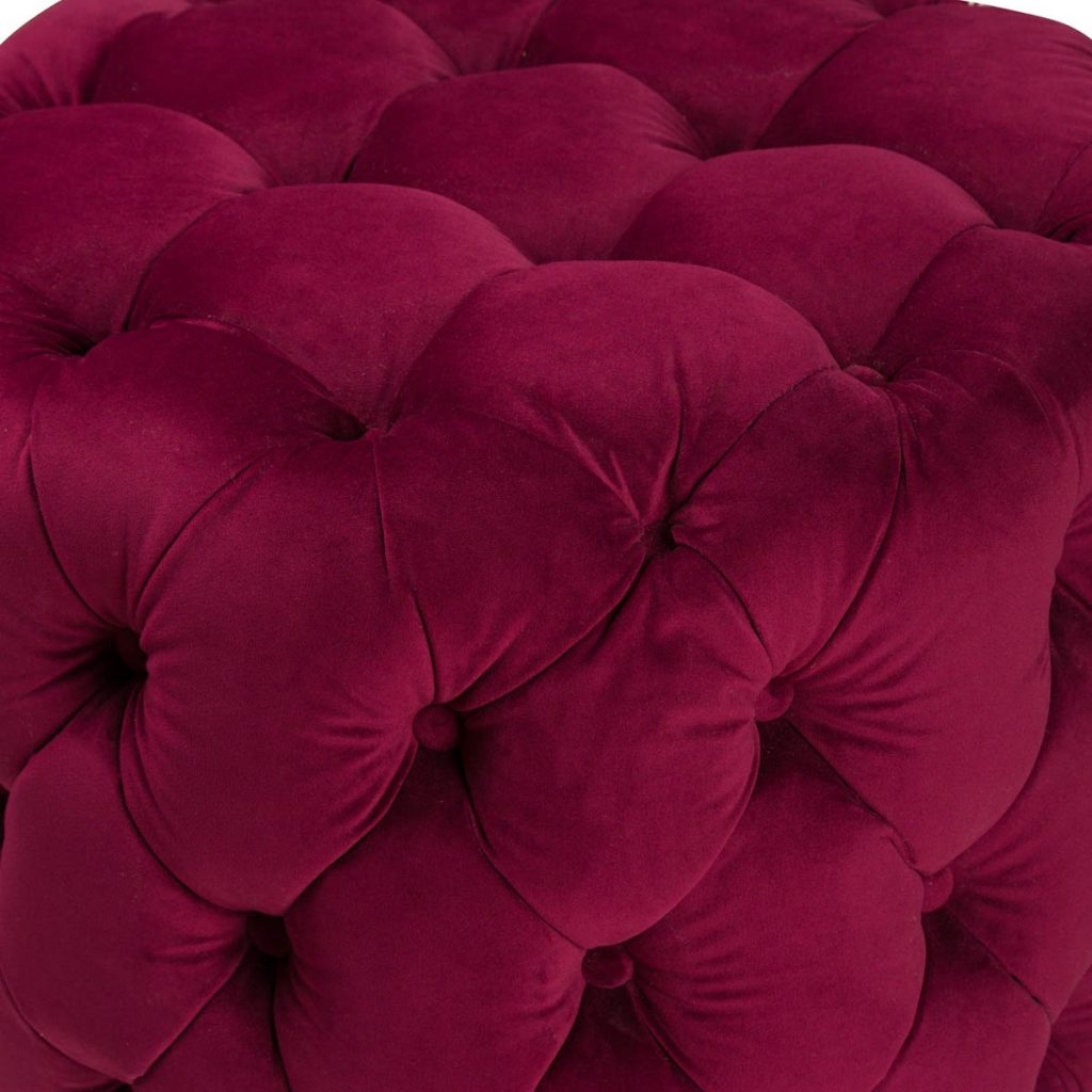 19863- a Purple Velvet Upholstered Round Foot Stool