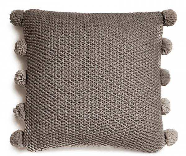 94180 Pom Pom Dark Grey Knitted Cushion