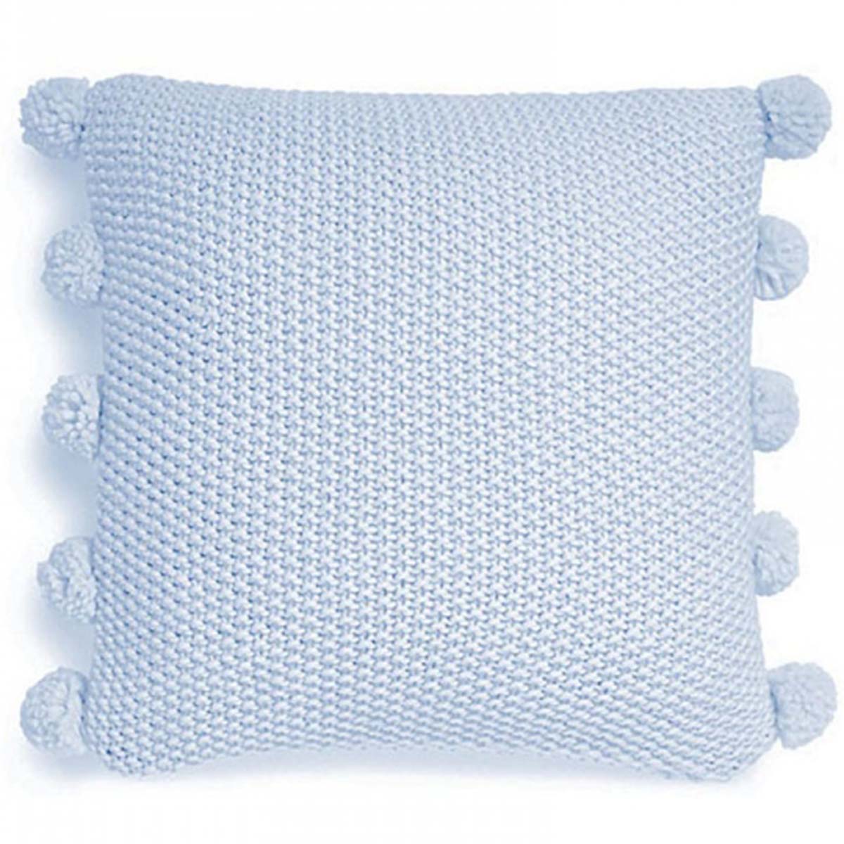 94181 Pom Pom Pale Blue Knitted Cushion Interior Flair