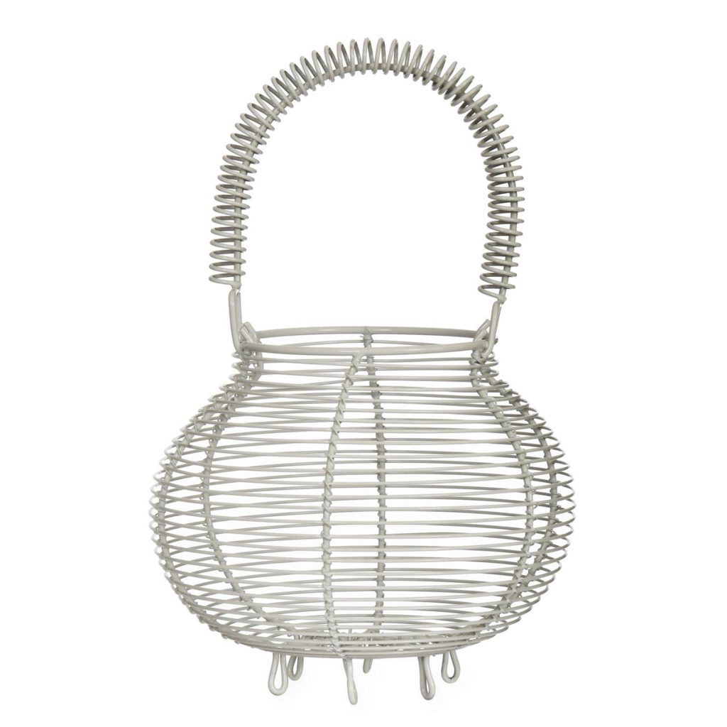 BACH01_a Country Pale Grey Wire Egg Basket