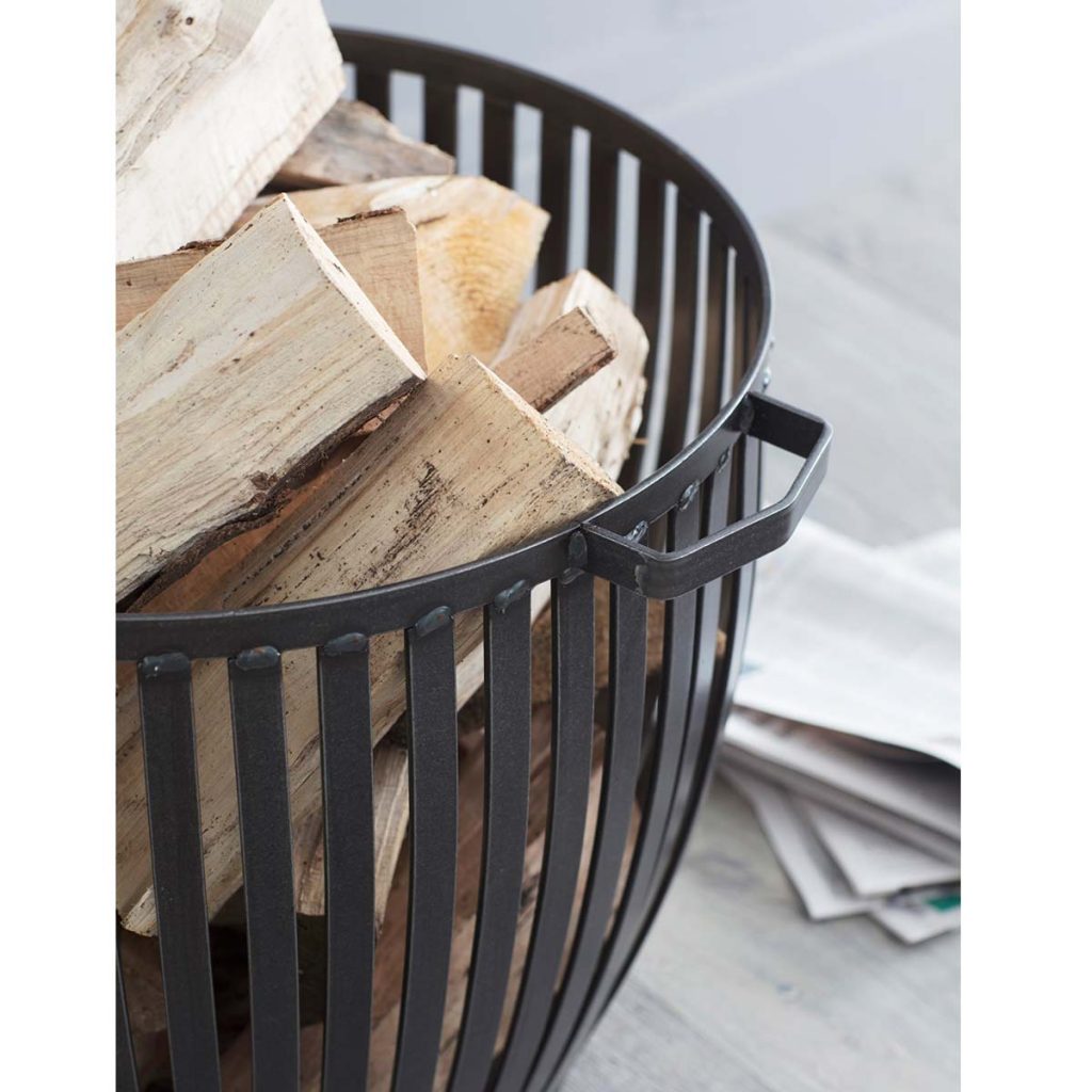 BAST01_c Hand Crafted Grey Log Wood Basket