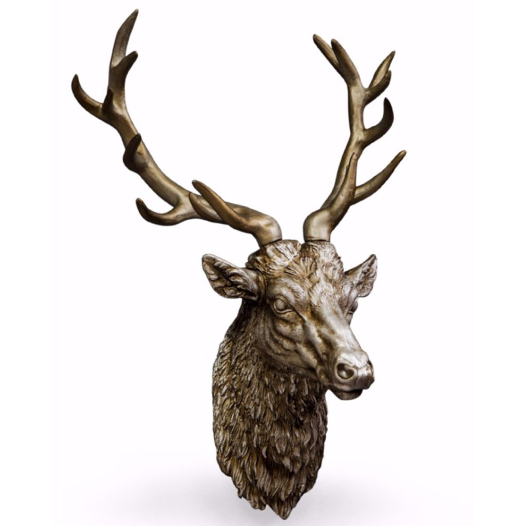 BD80 Large Silver Stag Head Wall Decoration