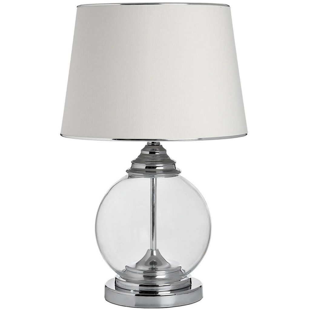 Clear Glass Sphere Silver Table Lamp