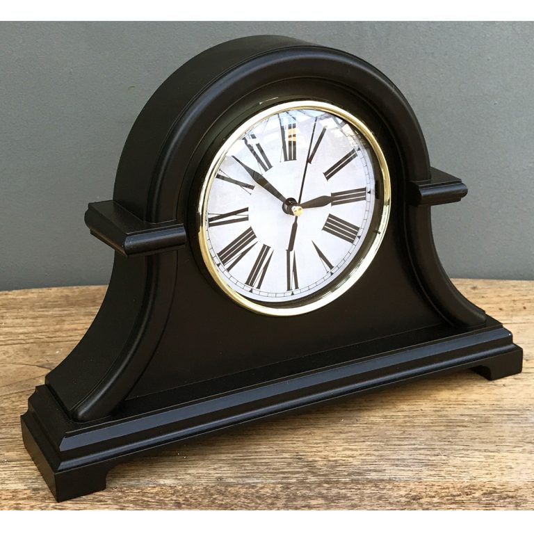 EG335_1 Traditional Style Black Mantel Clock - Interior Flair