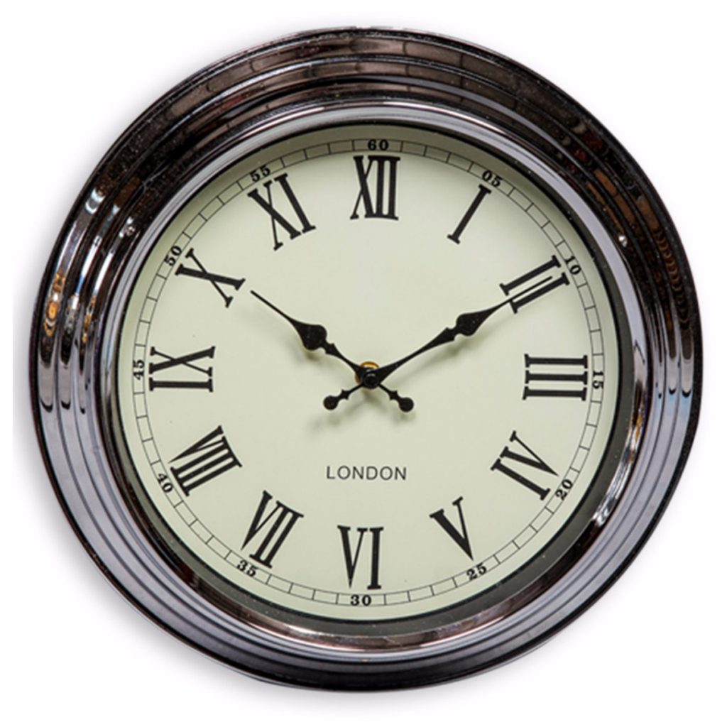 ET295 Silver Chrome London Wall Round Clock