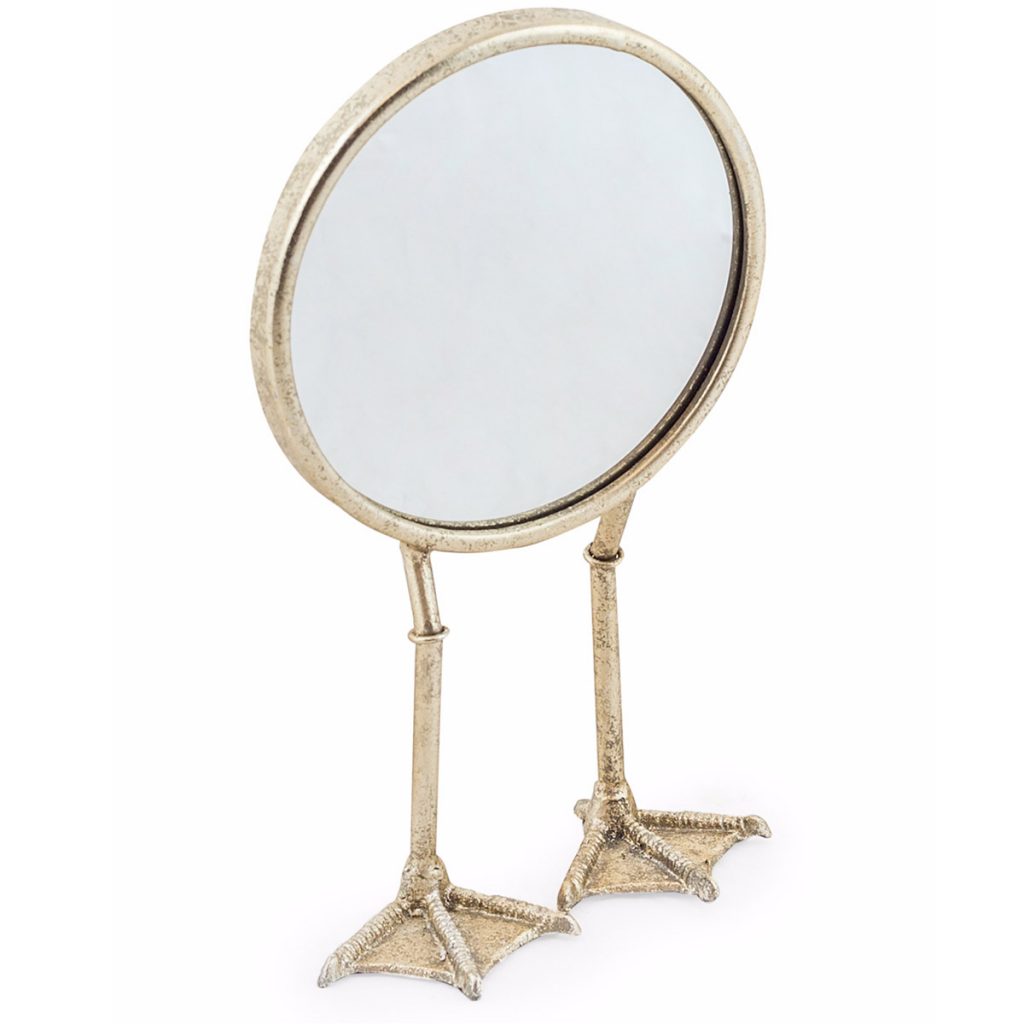 ET319 Vintage Silver Metal Bird Legs Mirror