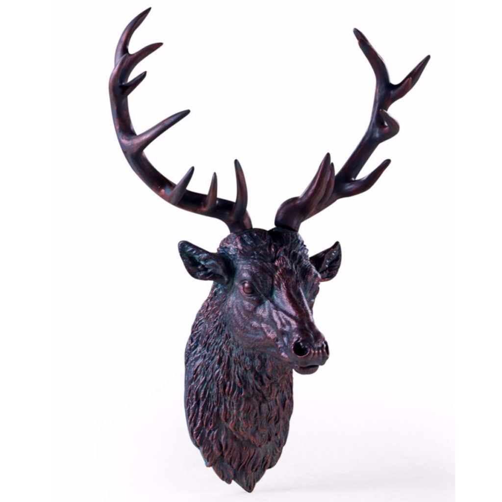 Large Antique Bronze Stag Wall Decoration