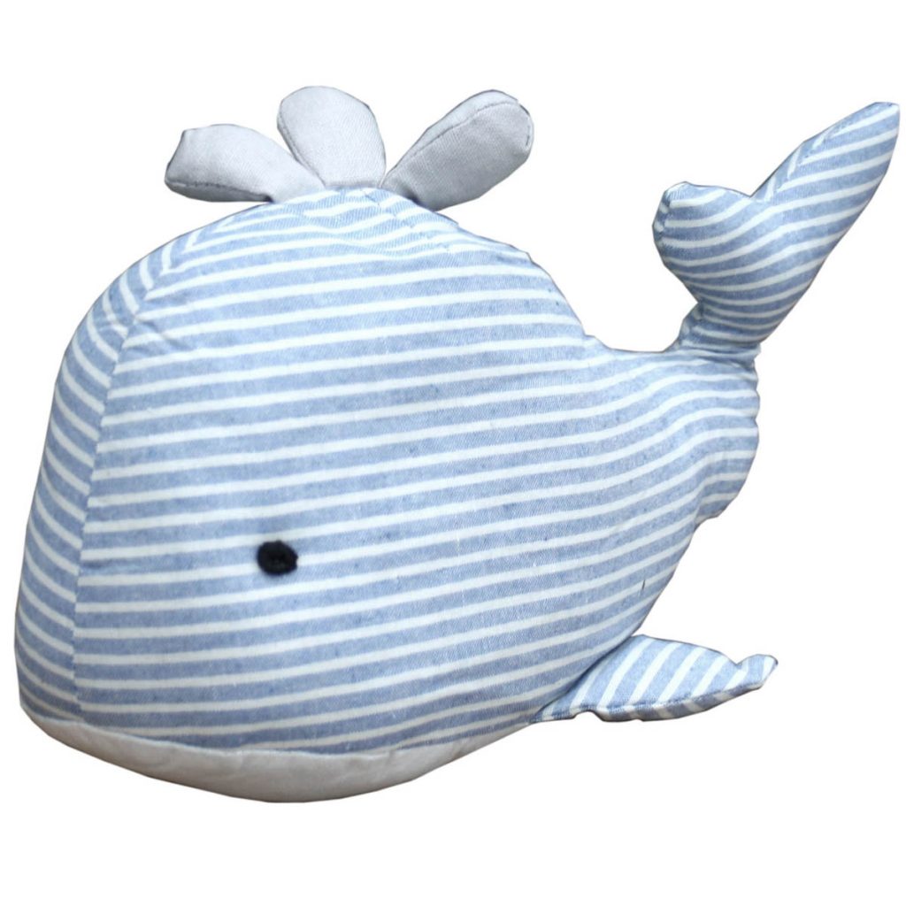 MP106A Blue White Stripe Whale Door Stop