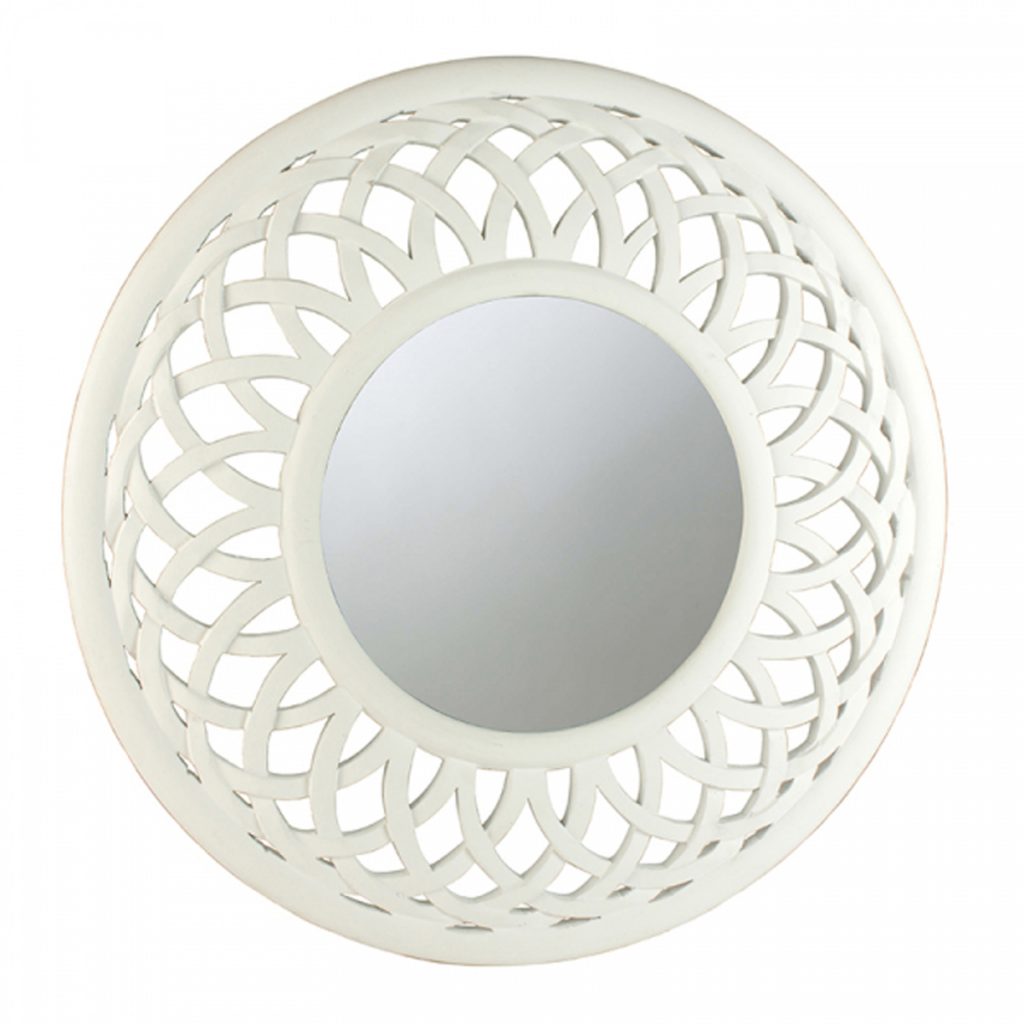 00034 Large White Lattice Wall Mirror