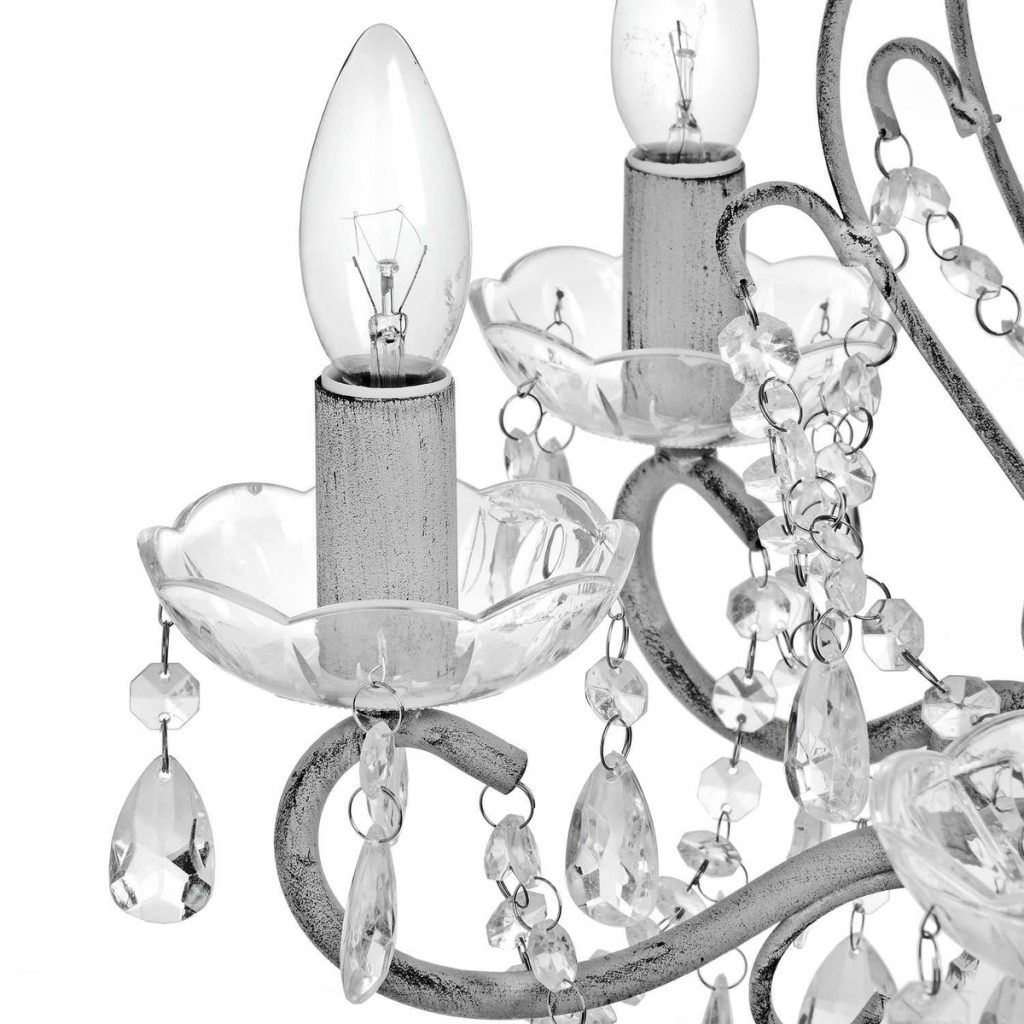 18794-a Brushed Grey Floral Traditional Chandelier