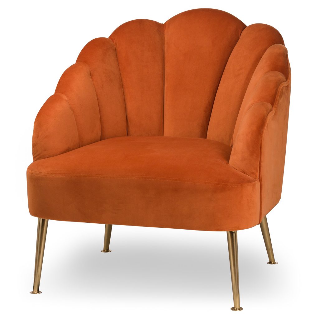 19850 Burnt Orange Upholstered Teacup Chair