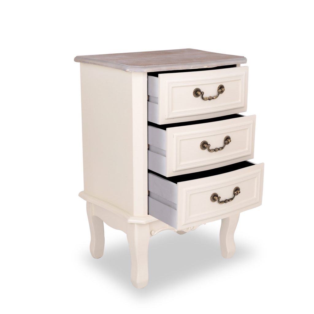 tgf115-aw-wd_02_2 Antique White Brown Ornate Bedside Table