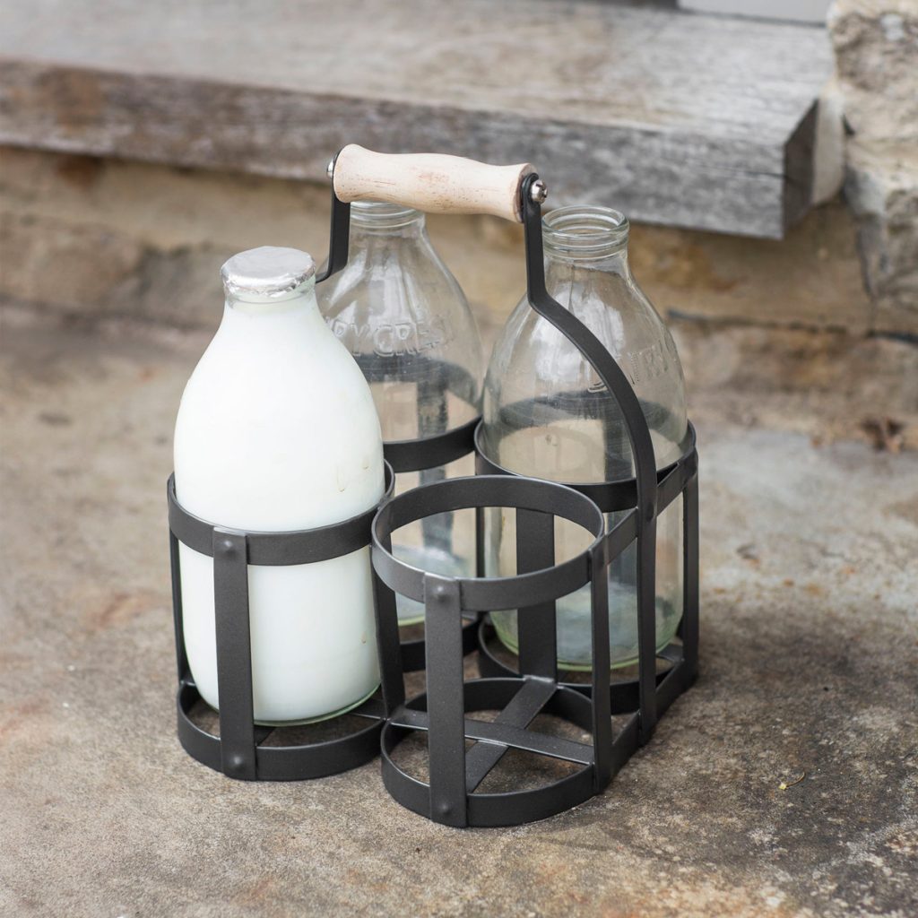 BHCN01_Vintage Style Grey Milk Bottle Holder