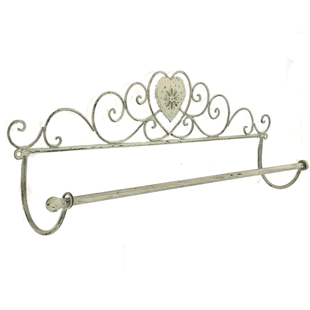 YF937REV Antique Grey Heart Metal Towel Rail