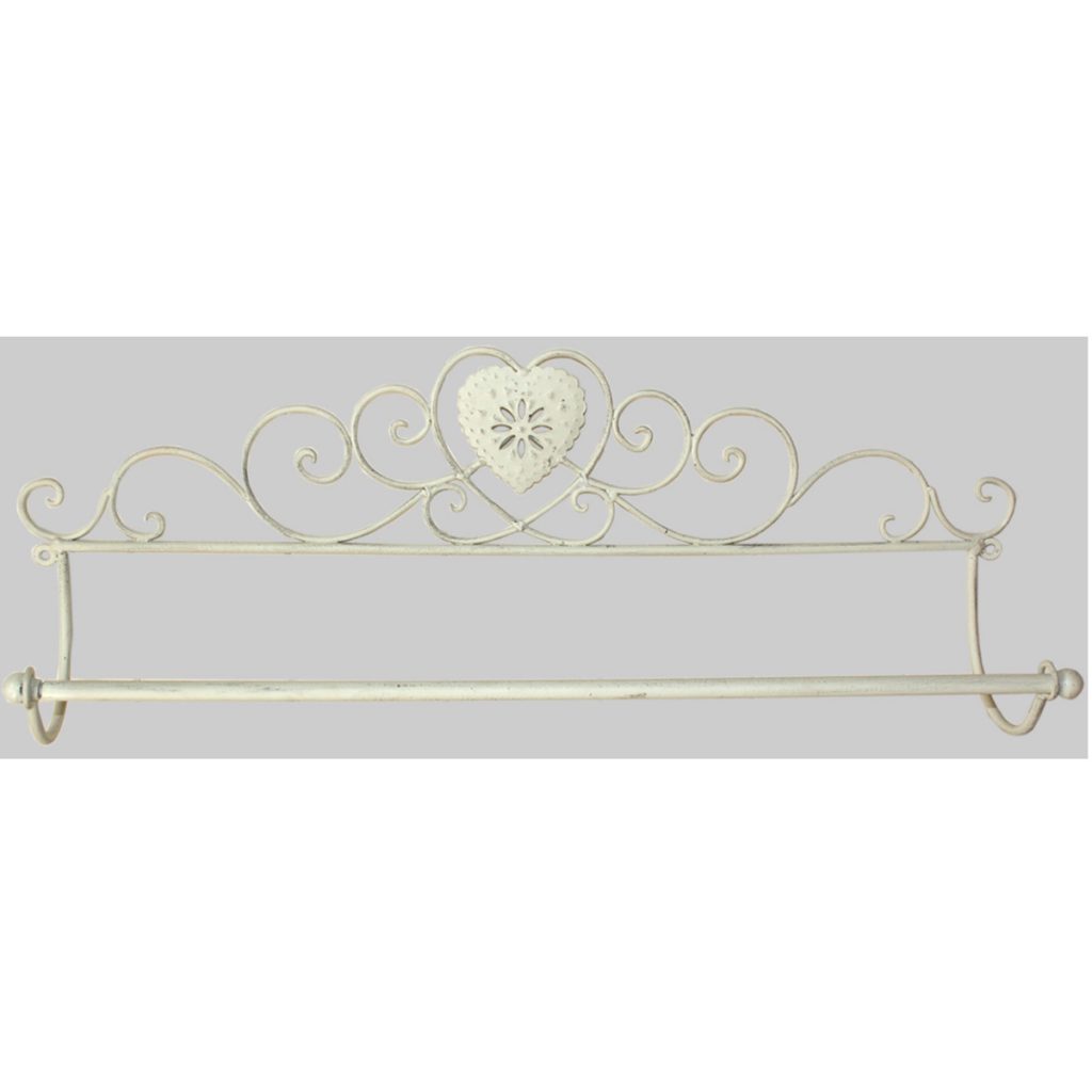 YF962 Antique Cream Heart Metal Towel Rail