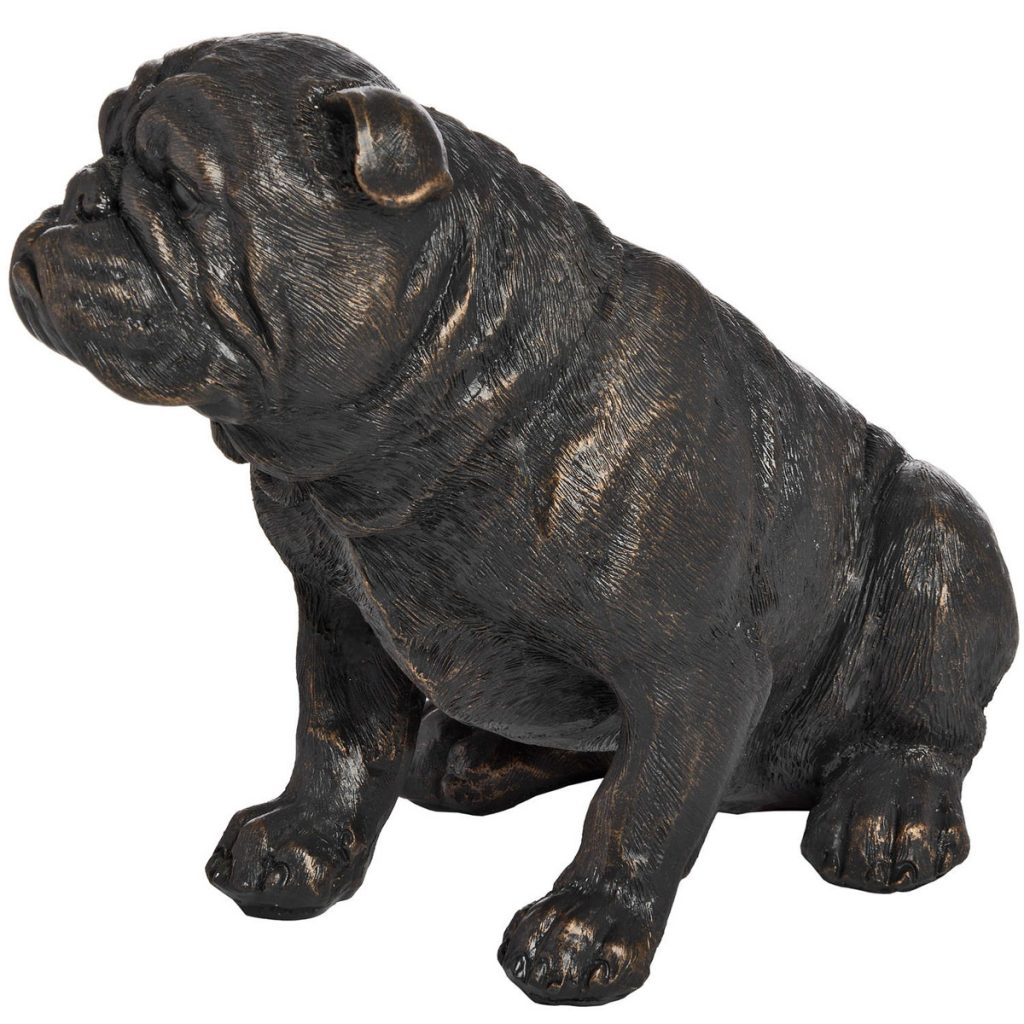 18419-a Antique Bronze Sitting British Bull Dog