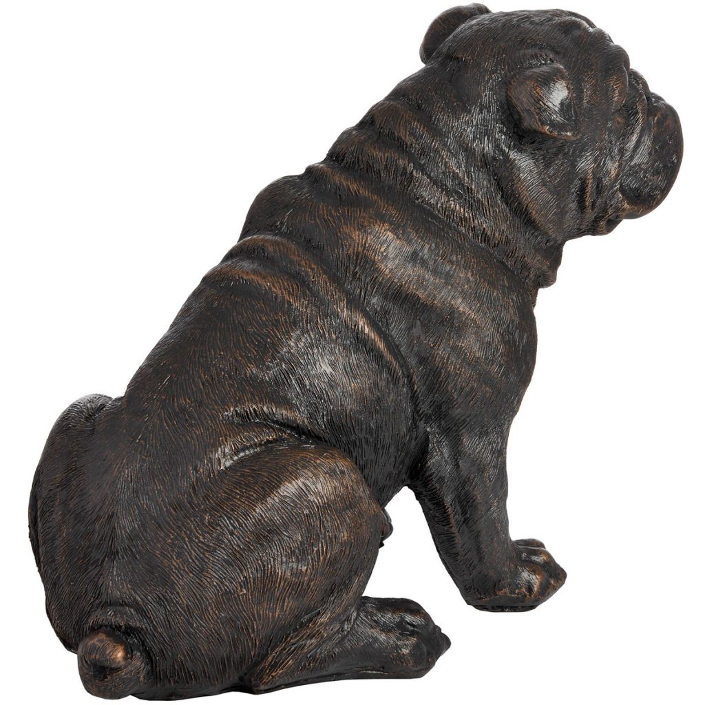 18419-c Antique Bronze Sitting British Bull Dog