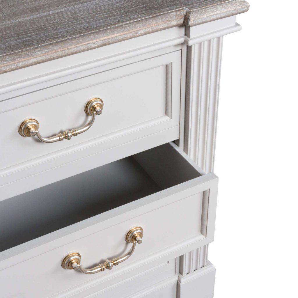 18875-a Classic White Grey 3 Drawer Bedside Table