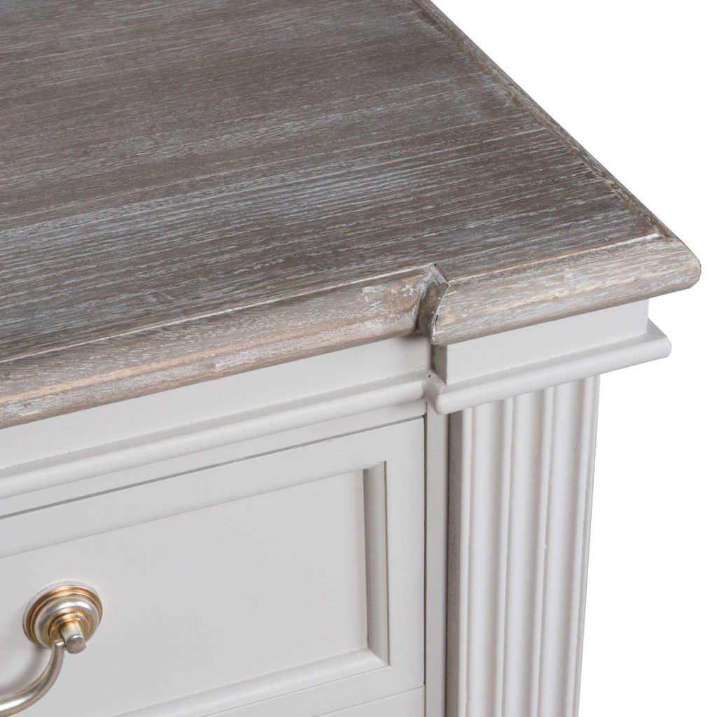 18875-b Classic White Grey 3 Drawer Bedside Table