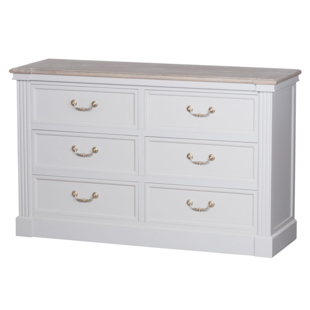 18876 Classic White Grey Chest 6 Drawers