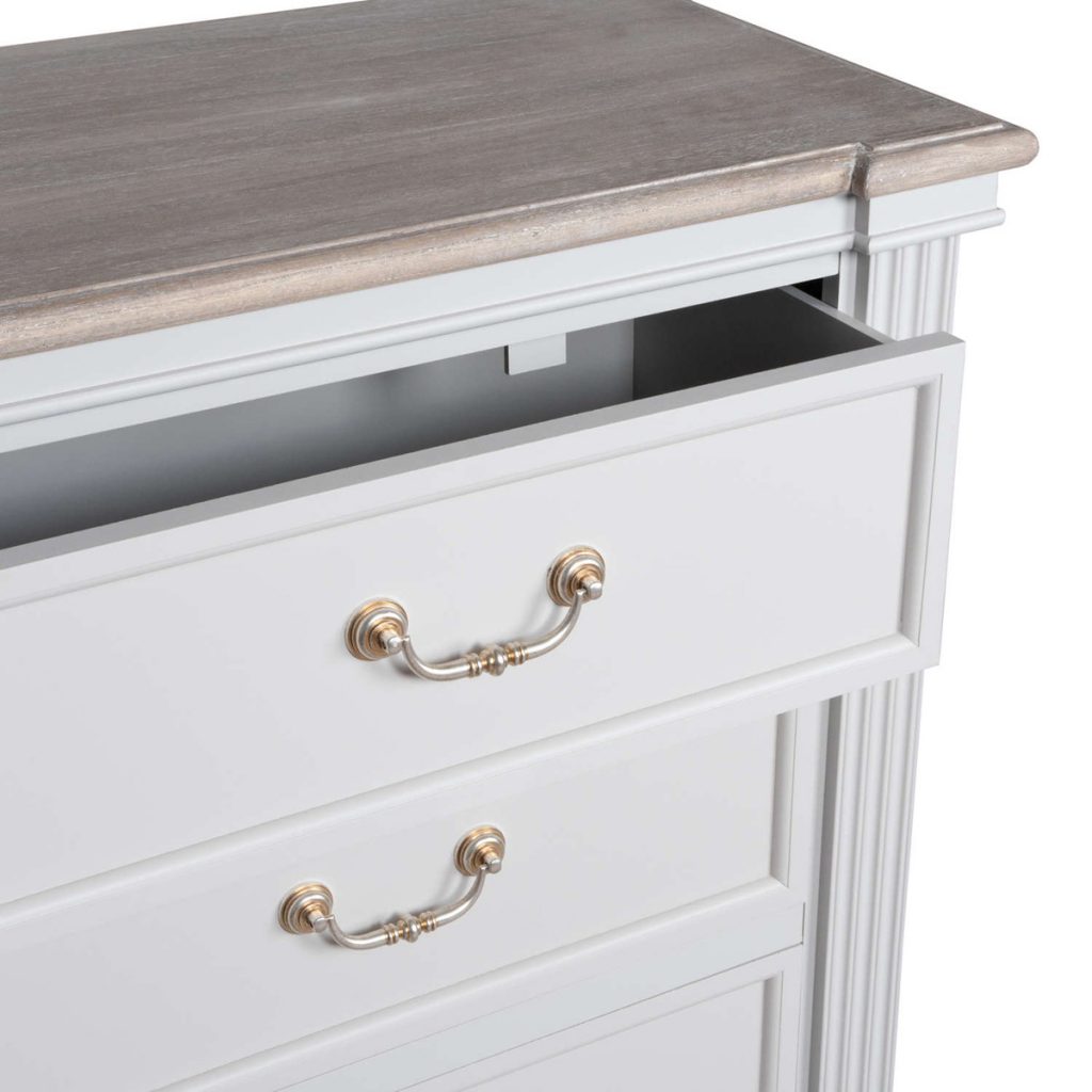 18876-b Classic White Grey Chest 6 Drawers