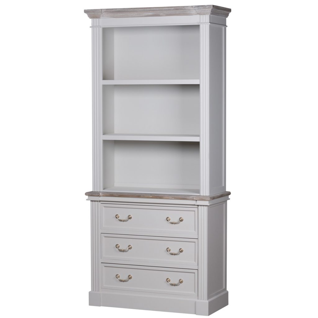 18877 Tall Classic White Grey Drawers Shelves