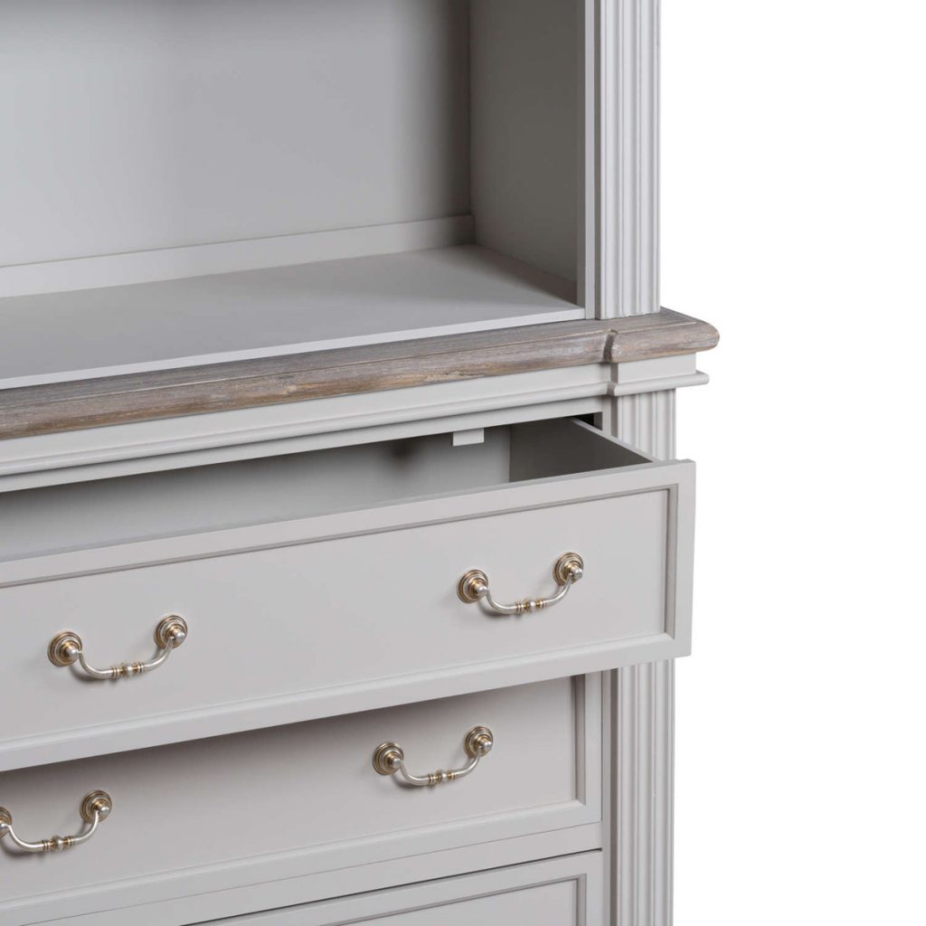 18877-a Tall Classic White Grey Drawers Shelves