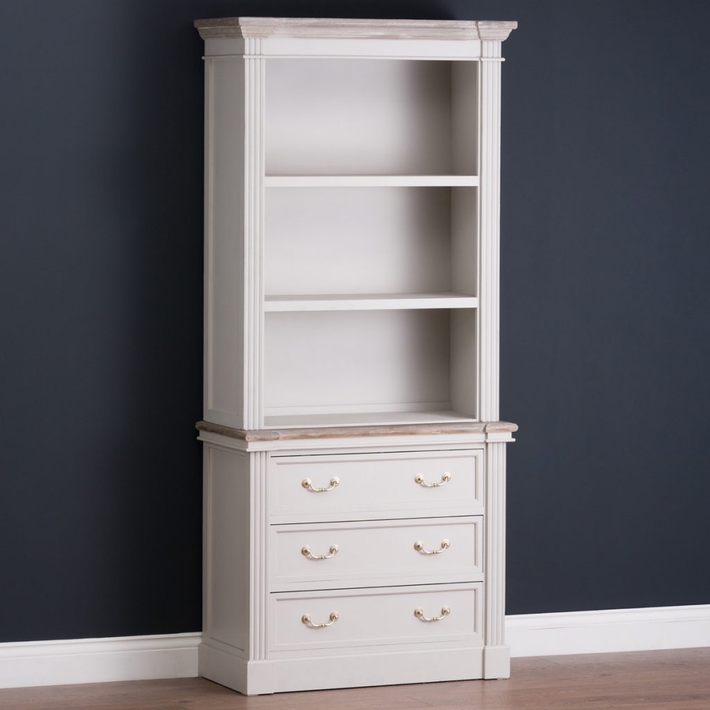 18877-c Tall Classic White Grey Drawers Shelves