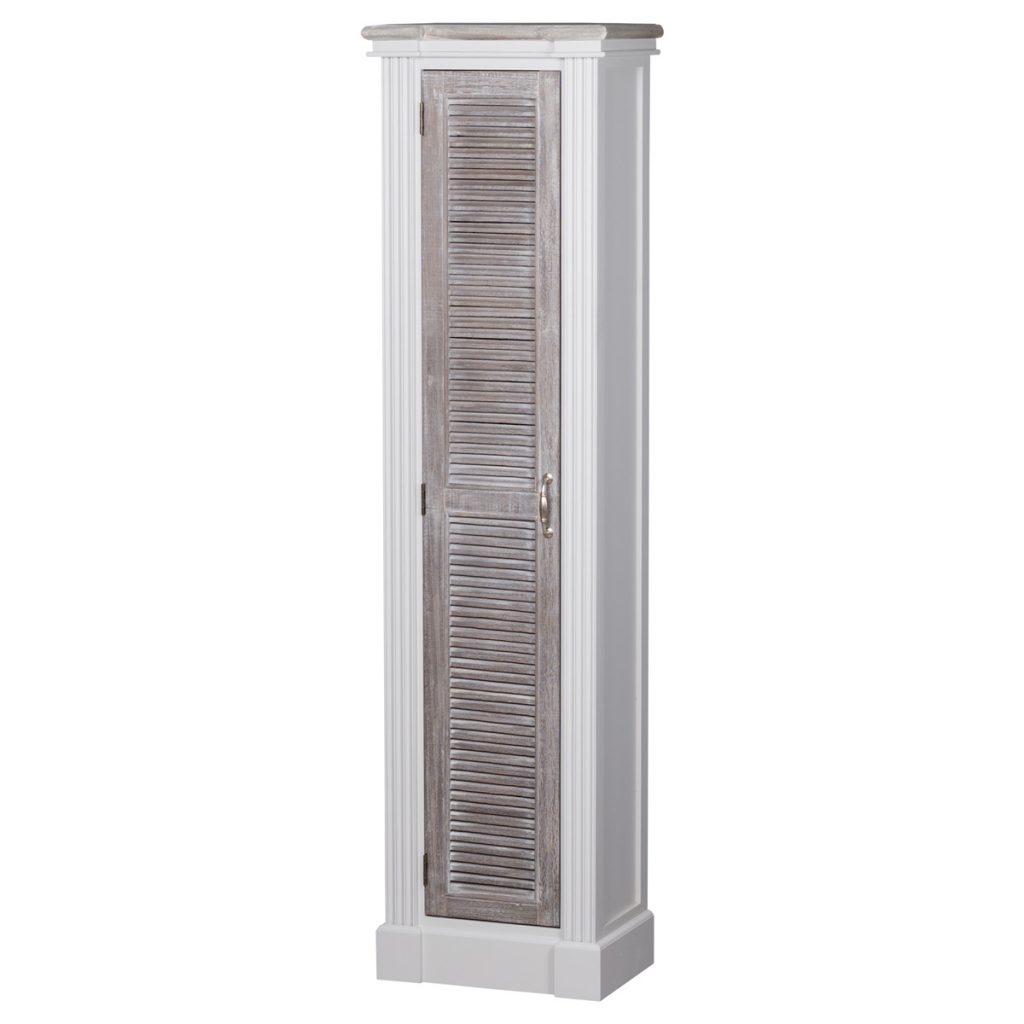 18880 Tall Classic Grey White Louvred Cabinet