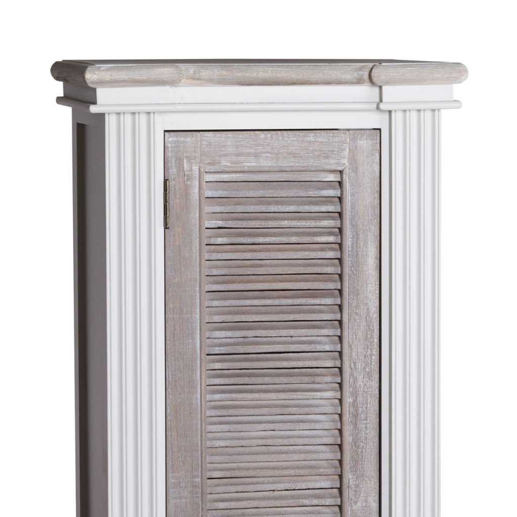 18880-a Tall Classic Grey White Louvred Cabinet