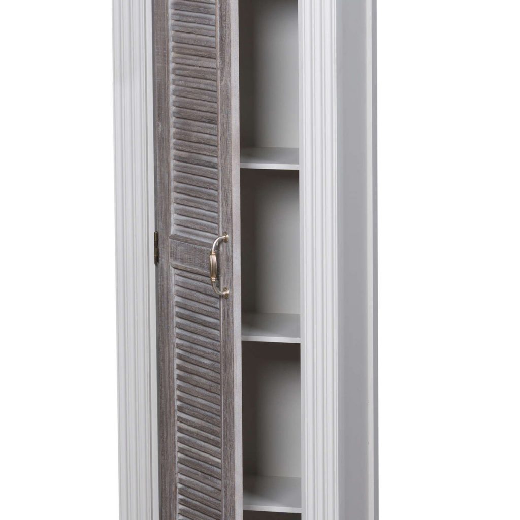 18880-b Tall Classic Grey White Louvred Cabinet