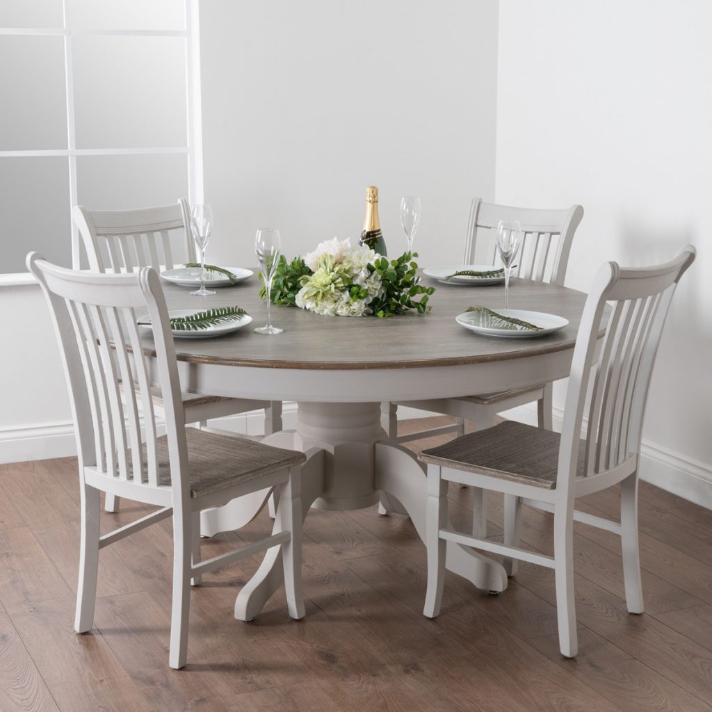 18887-c Large Classic Grey Dining Round Table