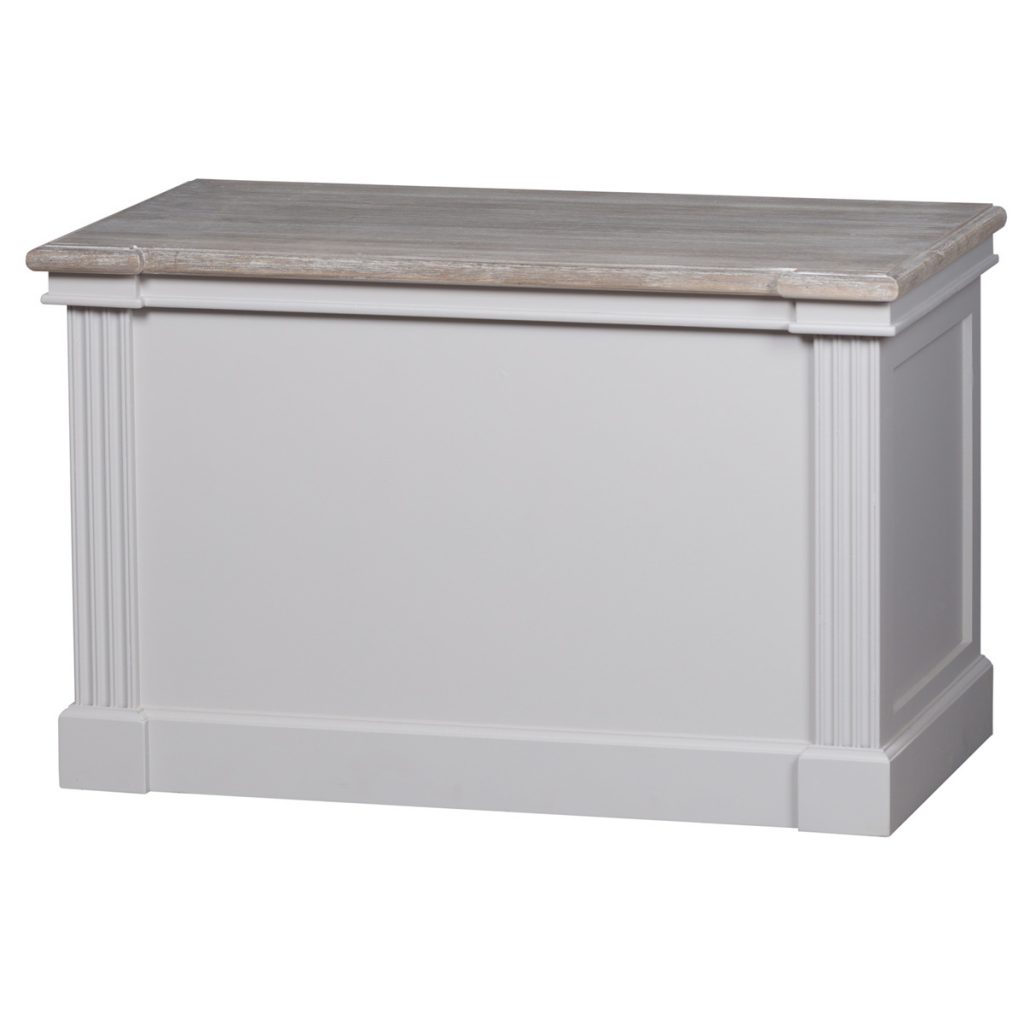 18889-b Set of 2 White Wooden Blanket Boxes