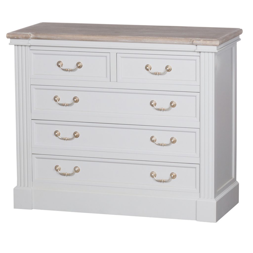 18890 Classic Style White Grey Chest of 5 Drawers