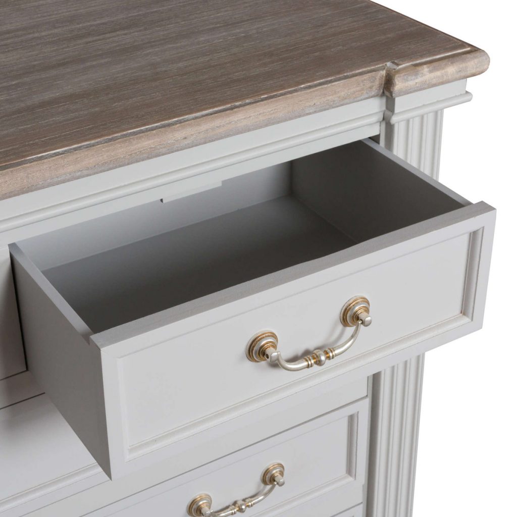 18890-b Classic Style White Grey Chest of 5 Drawers