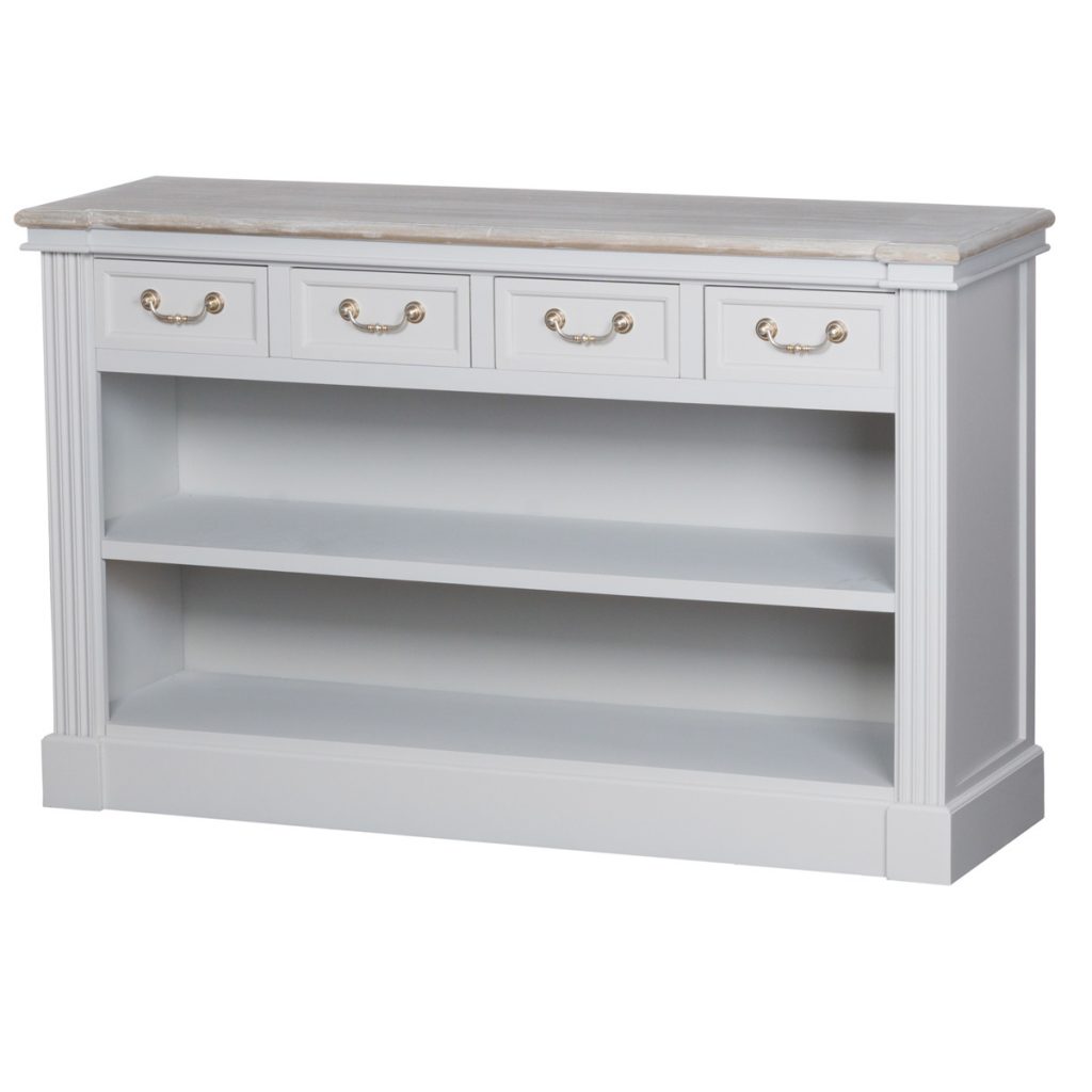 18891 Classic Grey White Wooden Low Bookcase