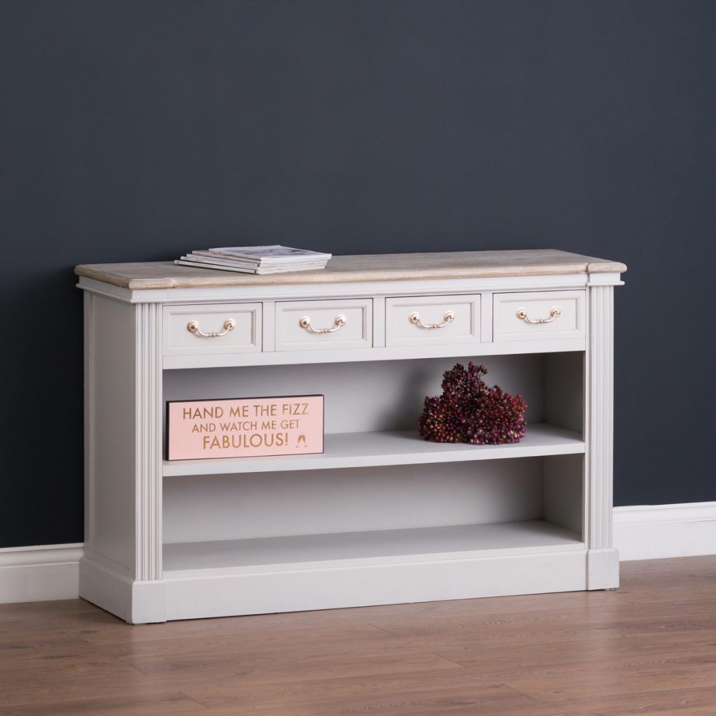 18891-d Classic Grey White Wooden Low Bookcase