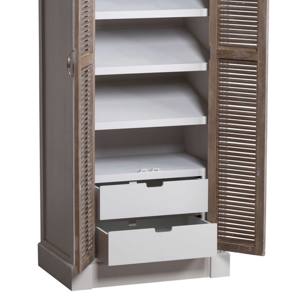 18893-d Tall White Grey Shoe Storage Cupboard