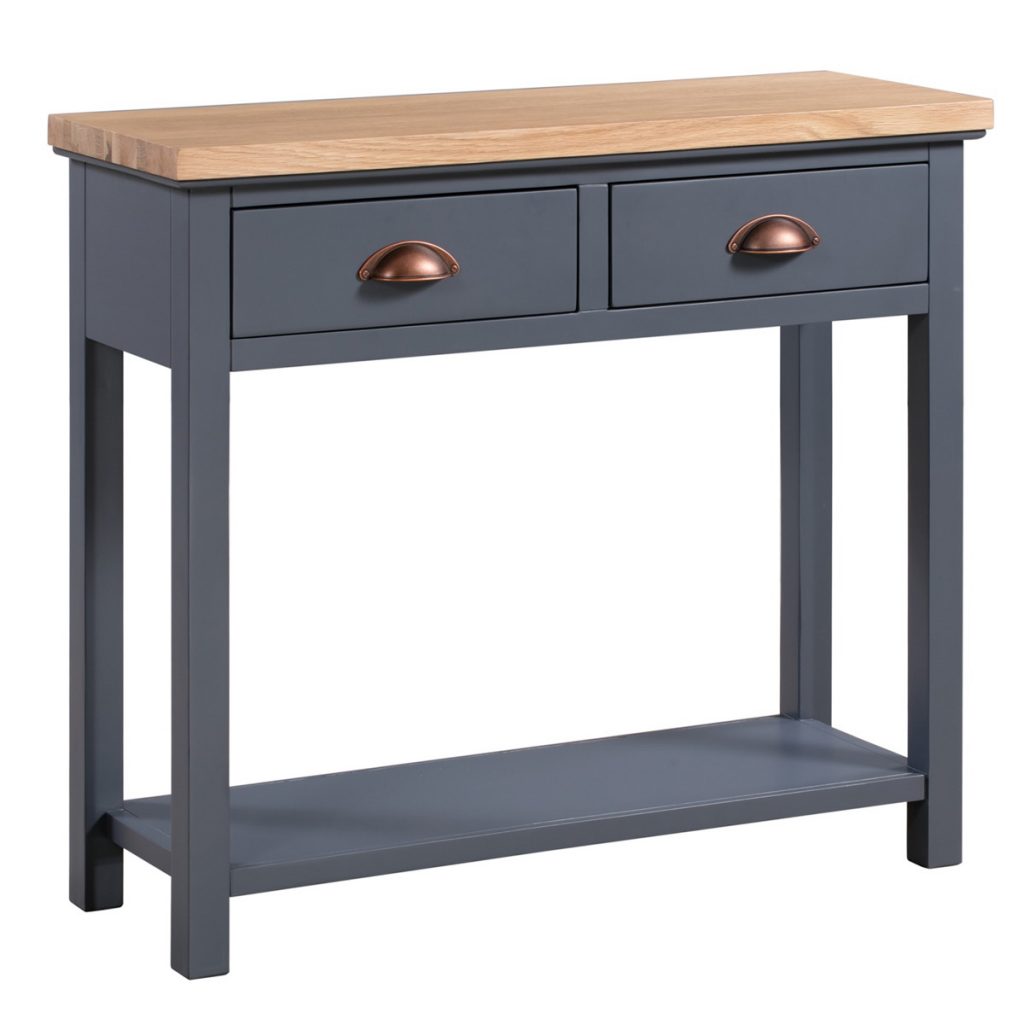 19311 Slate Grey Copper 2 Drawers Console Table