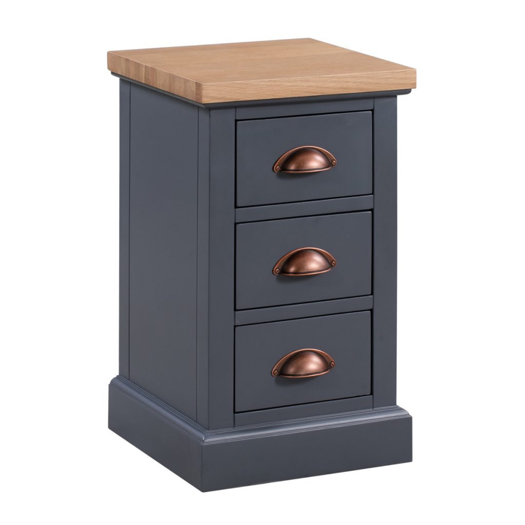 19317 Slate Grey Industrial Copper Bedside Drawers