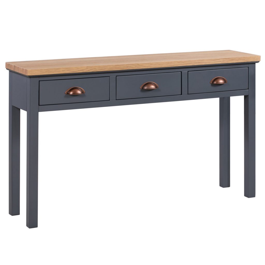 19320 Slate Grey Copper 3 Drawer Console Table